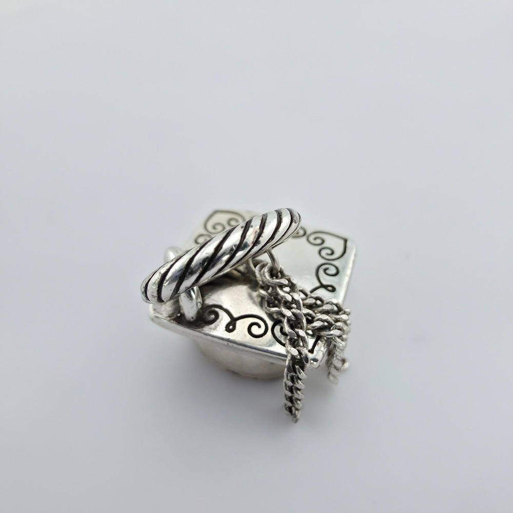 BRIGHTON 'Congrats!' Charm Graduation Cap Dangle Etched Silver Plate FREE $HIP!! - Picture 8 of 12